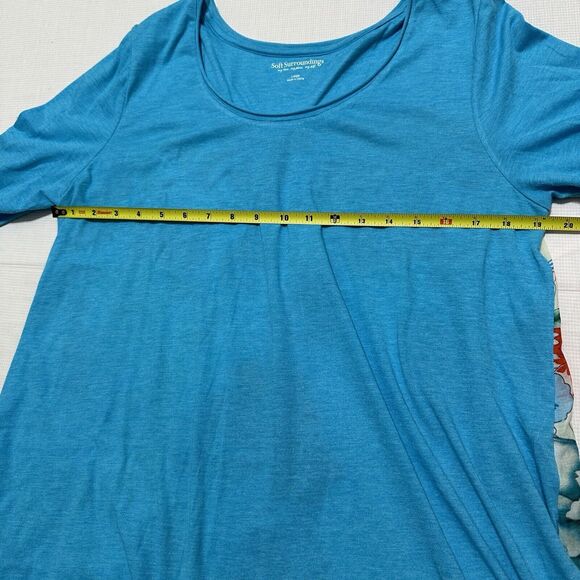 Soft Surroundings Womens Floral Print Patched Short Sleeve Shirt Size L - Picture 7 of 8